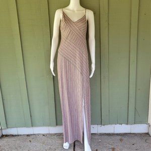 NWT BCBG Max Azria Gray Pink Striped Maxi Dress Small S